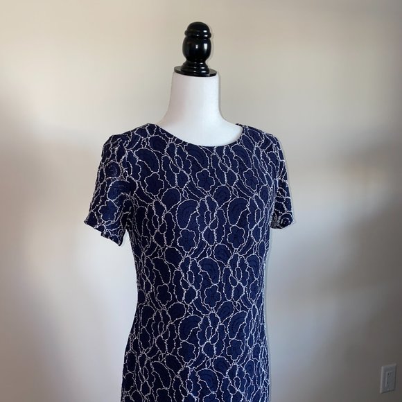 Karl Lagerfeld Paris Navy Embroidered Mini Dress 8 - Picture 2 of 9